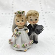 Vintage 1950s Lefton Bride  Groom Bell 8947 Topper Cake