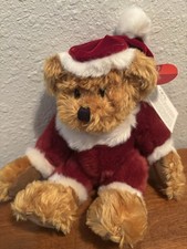 Russ Berrie Red Kris Santa Plush Bear. 8  Handcrafted For Christmas . New