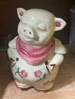 Vintage 1940s Shawnee Pottery Smiley PIG COOKIE JAR Made in USA BIG EYELASHES!
