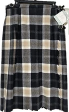 Laird-Portch Women's Vintage Waist 32" Size 18 Plaid Wool Kilt Black Tan Tartan