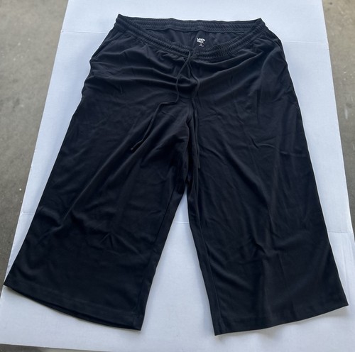BRANDNEU Lands End schwarze weiche Caprihose zum Überziehen für Damen 3X {24W-26W}