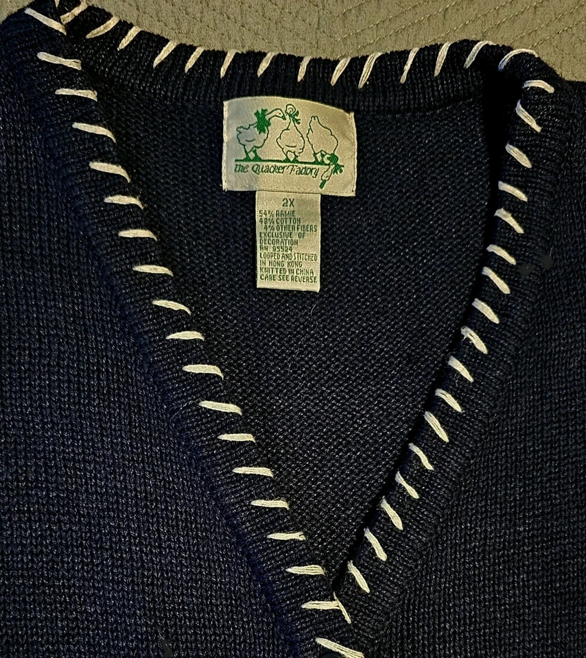 Cárdigan De Colección QUACKER FACTORY Talla 2X Muñeco de Nieve/Estrella Fugaz, Azul Foto 2 de 4
