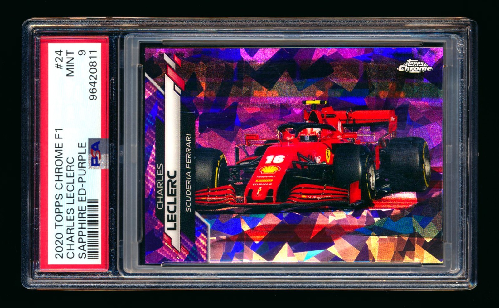 2020 TOPPS CHROME SAPPHIRE F1 #24 CHARLES LECLERC RC PURPLE ROOKIE #01/10 PSA 9!