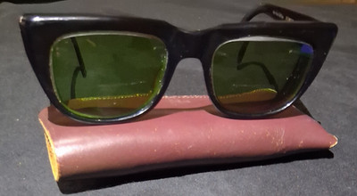  Vintage 1960s RODENSTOCK ROCCO Sunglasses Black Horn Rim Frame Made In Germany 