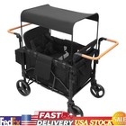 4 Seater Stroller Wagon Quad Stroller Wagon 4 Kids w/Adjustable Handle & Canopy