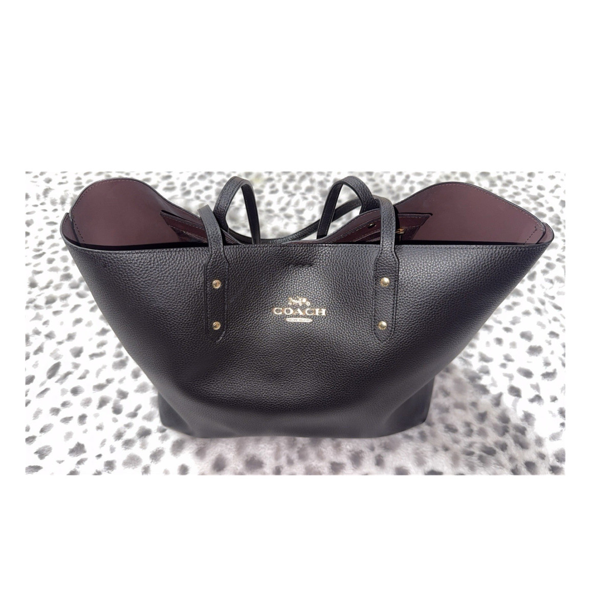 Perfect Condition, Authentic Coach Black Pebbled Tote Bag with 