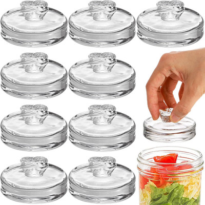 9 Pack Glass Fermentation Glass Weights for Large Wide Mouth Mason Jars Easy Gri