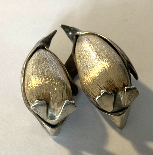VINTAGE PAIR OF SOLID SILVER .925 MINIATURE PENGUINS FIGURINE, 3.8 CMS, 30.2g - Picture 6 of 9