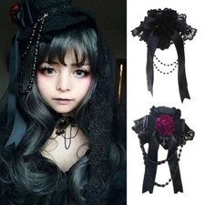 Girls Gothic Headwear Vintage Lace Top Hat Bowknot Ribbon Bow Headdress
