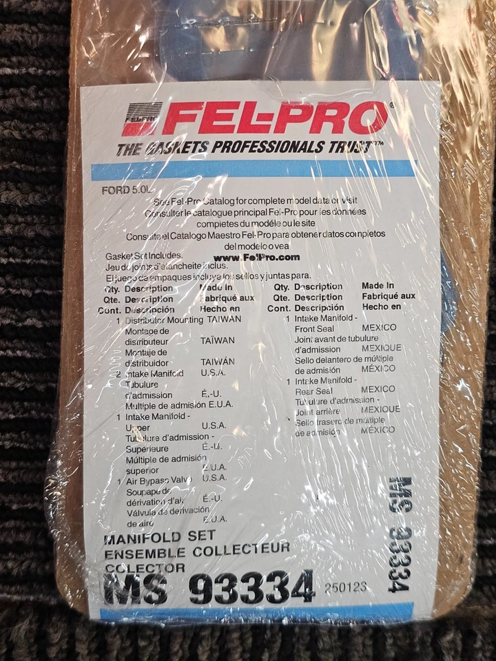 Junta de colector de admisión Felpro MS 93334 para Country Ford Mustang Mercury LTD Foto 2 de 4
