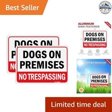 Dogs On Premises No Trespassing Signs 10 in x 7 in 2 Pack Aluminum Reflective