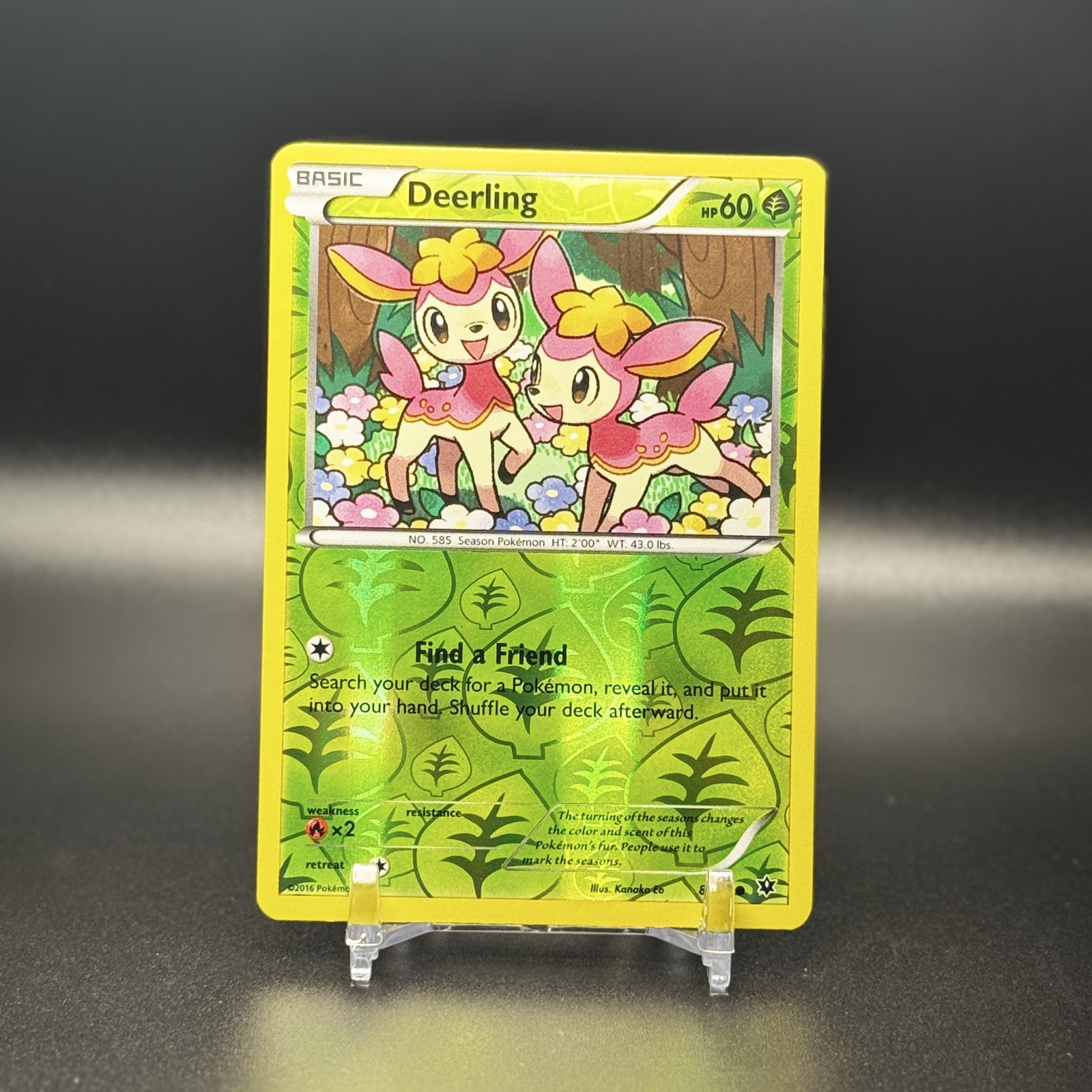 POKEMON XY FATES COLLIDE #8 DEERLING COMMON REVERSE HOLO - NM