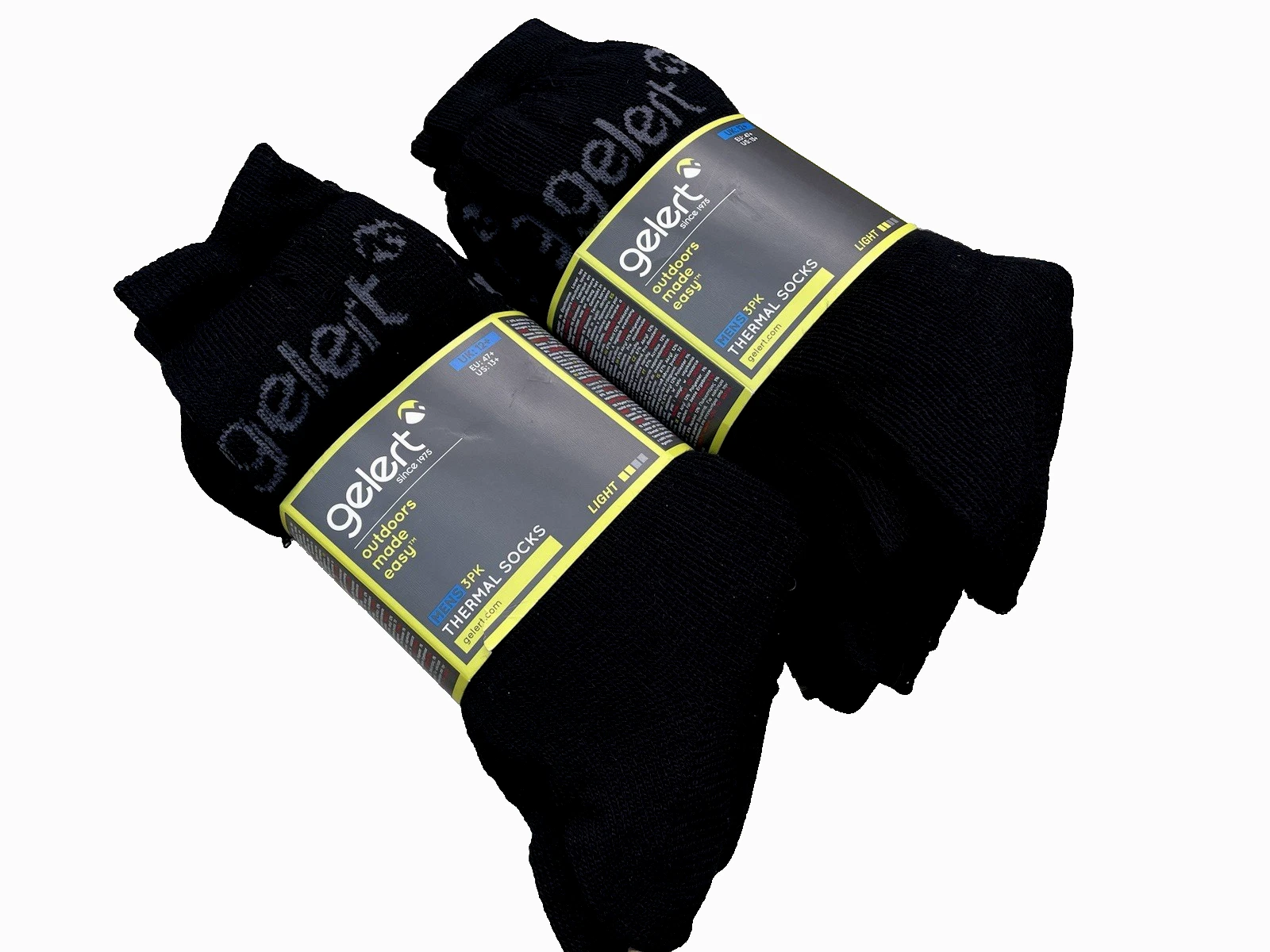 MENS GELERT 6 PACK THERMAL BLACK SOCKS SIZE 12+LIGHT WORKWEAR WALKING HIKING NEW