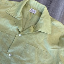 VTG TownCraft Shirt L Avacado Green Penn Prest Penneys 60s Loop Collar Camp