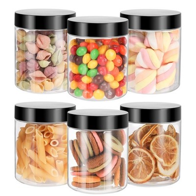 6 Pack Plastic Jars with Lids, 8 oz Clear Storage Container, Leakproof Plasti...