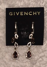 GIVENCHY Gold-Tone Pink Mixed Crystal Linear Double Drop Tear Stone Earrings NWT