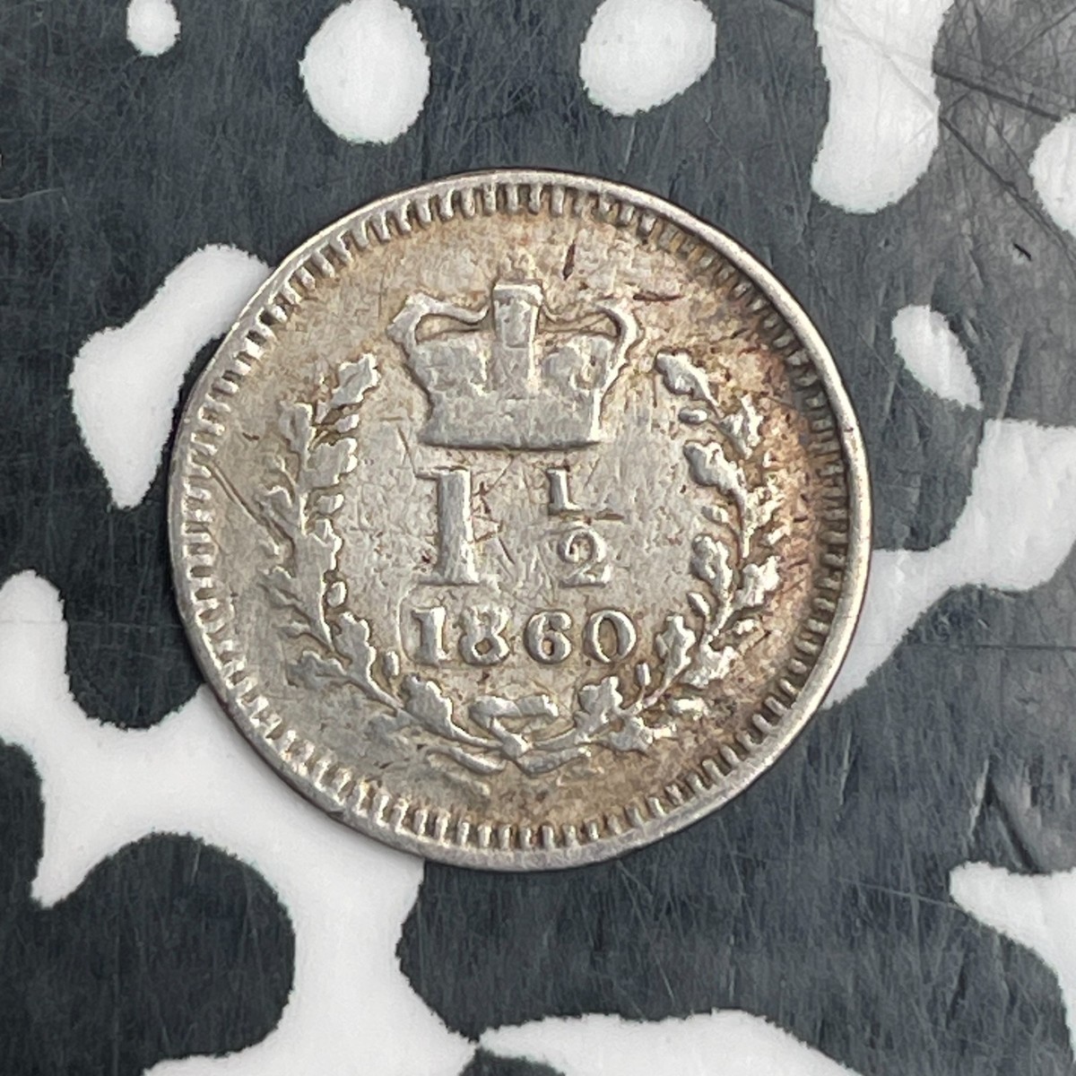 【coins victoria】 1860 Great Britain Victoria 1 1/2 Pence Lot#N1842 Silver! Low