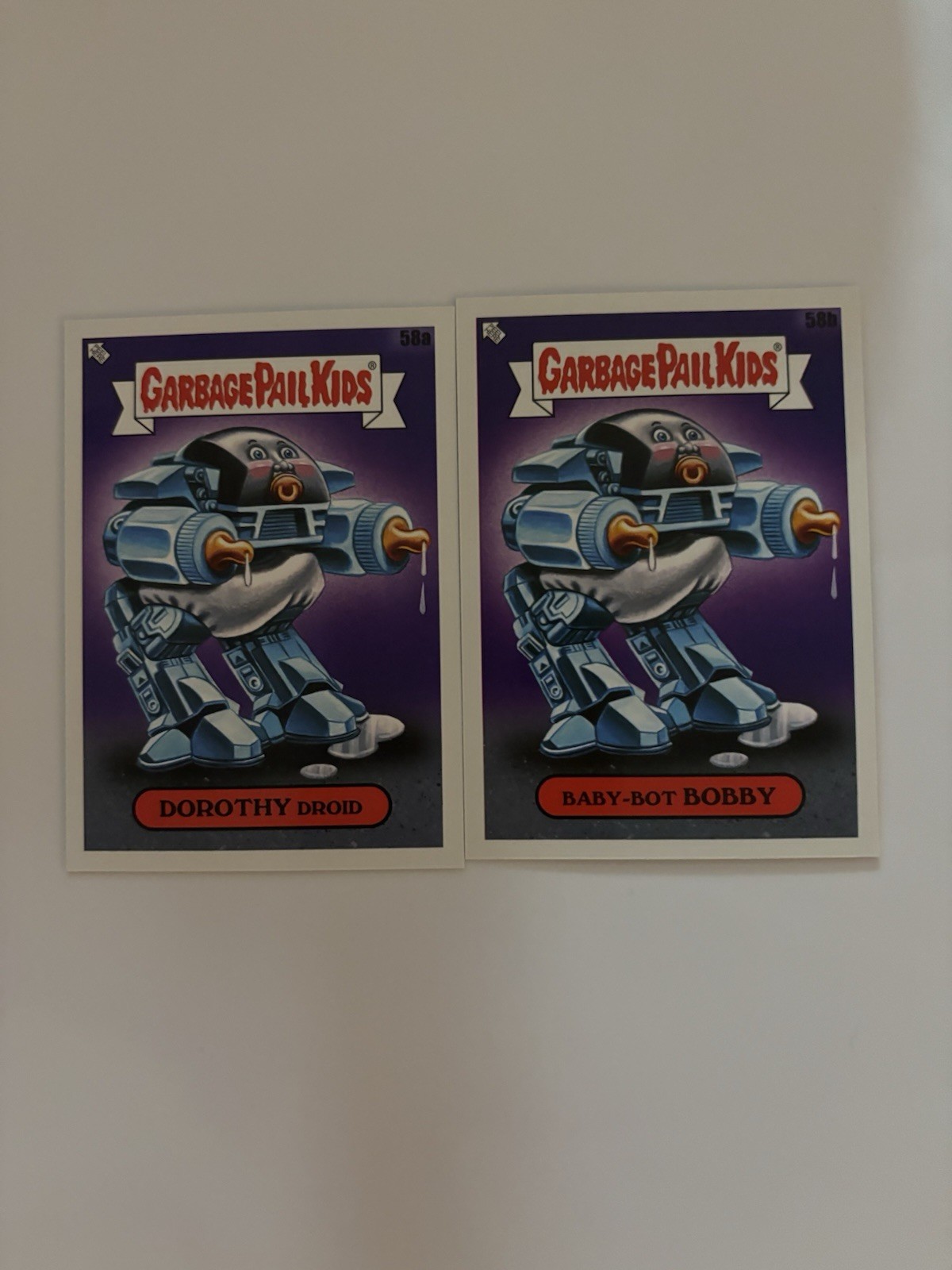 Robocop ED-209 Garbage Pail Kids 80s Movie Spoof 2-Card Set