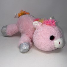 Pink Unicorn Plush Stuffed Animal Rainbow Mane Glitter Hooves Horn KellyToy