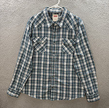 Levis Shirt Adult XL Multicolor Plaid Pearl Snap Western Workwear Cowboy Rodeo