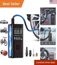 150 PSI Cordless Portable Air Compressor with Smart Pressure Display & LED Light