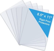 6 Pack 8.5" x 11" Rigid Print Protectors, Clear Waterproof Hard Plastic Page ...