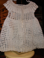 Vintage Ivory Hand Crocheted Cotton Baby Dress 24 Months