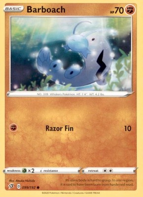 BARBOACH 099/192 COMMON REBEL CLASH POKEMON NEAR MINT