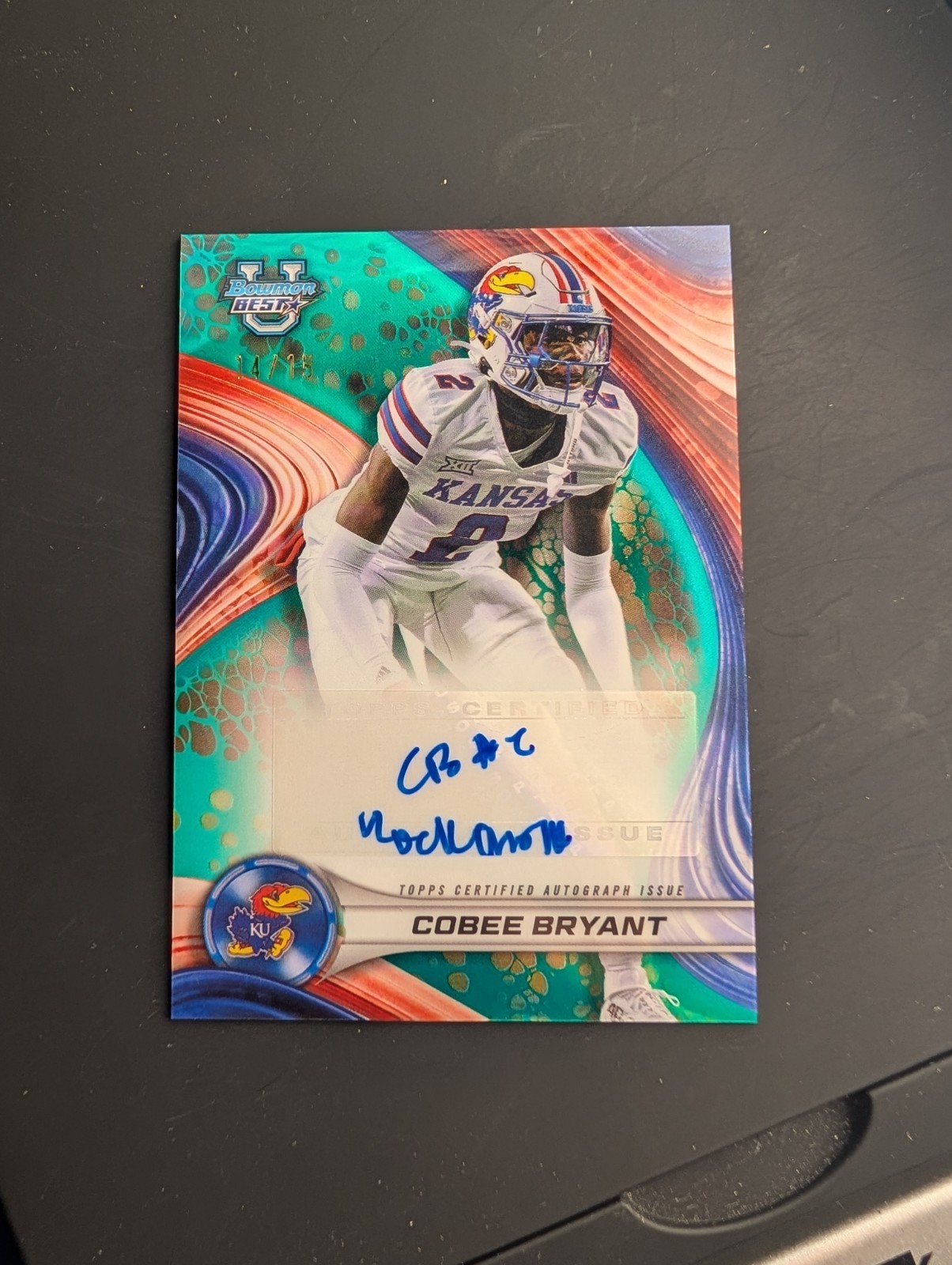 Cobee Bryant Auto /15 Teal 2024 Bowmans Best Chrome U University 14/15 Falcons