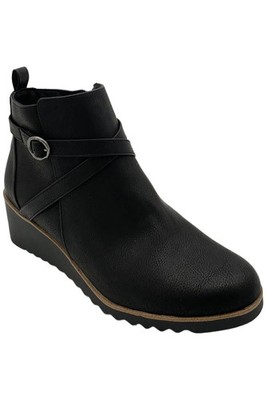LifeStride Women's Zinfandel Wedge Bootie Black Leather