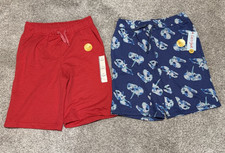 NWT Lot of 2 Youth Boy's Cat Jack Drawstring Shorts Red Blue Dinosaur L 12/14