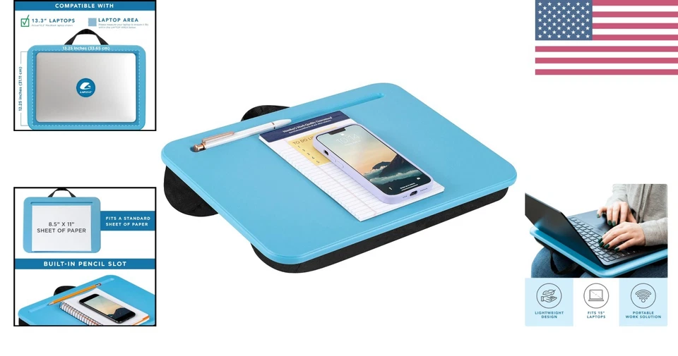 Space-Saving Lap Desk - Cool, Sturdy Surface for Gaming & Work - Alaskan Blue - Image 2 of 4