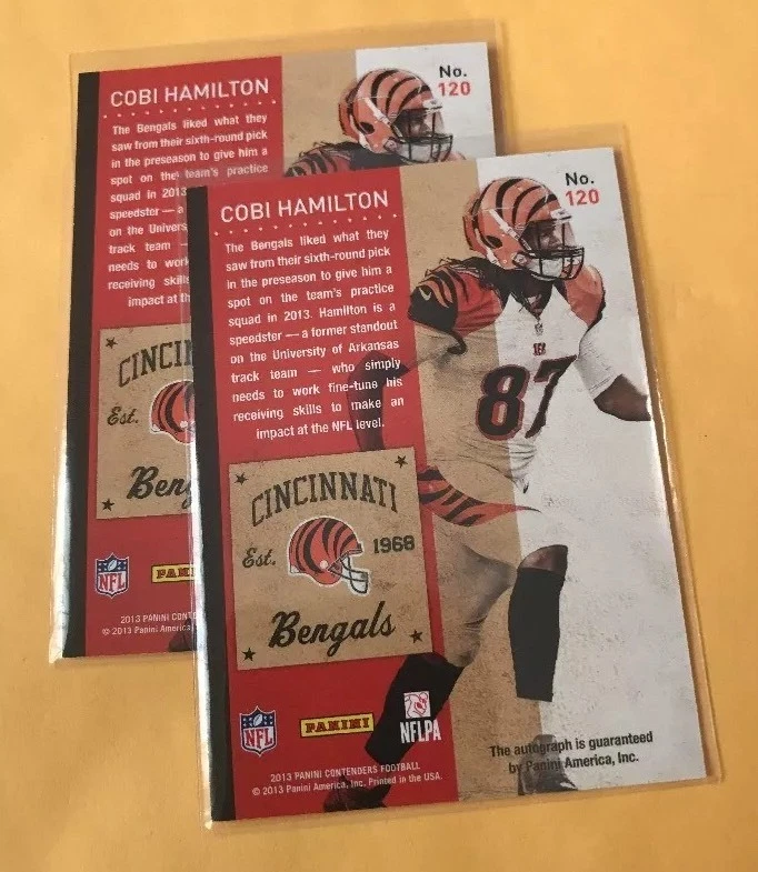 COBI HAMILTON BENGALS SIGNED RC 2013 PANINI AUTO ROOKIE CARD AUTOGRAPH ARKANSAS - Image 3 of 3