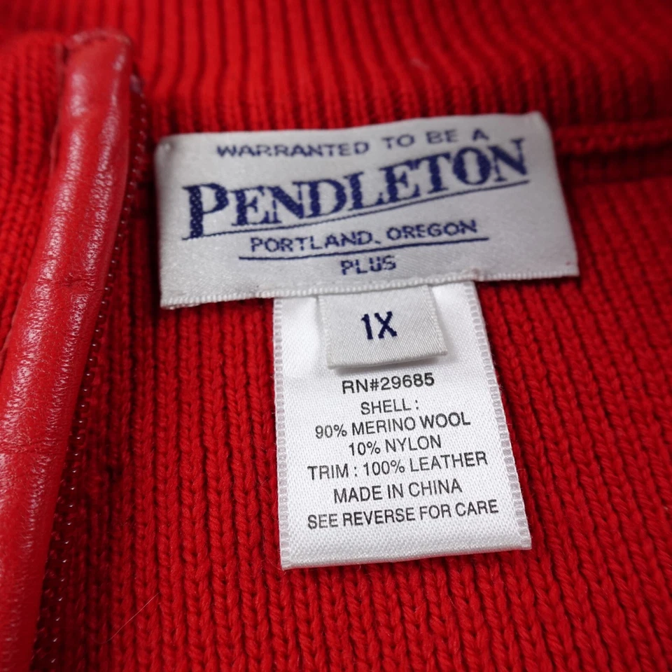 Pendleton Suéter Mujer Plus Extra Grande Rojo Cremallera Lana Merino Sudadera Damas Foto 4 de 4
