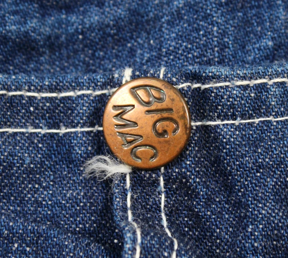 Mens VTG 70s Blue Denim Big Mac Overalls Sz L 1970s Square Bak - Image 4 of 4