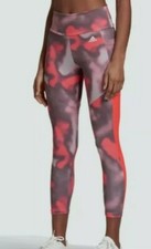 NWT Adidas Designed To Move Allover Print 7/8 Leggings Pink/White/Purple Sz Med