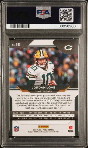 2020 Packers Jordan Love signed ROOKIE Card Panini Prizm #363 PSA 10 AUTO 9 RC - Bild 2 von 2