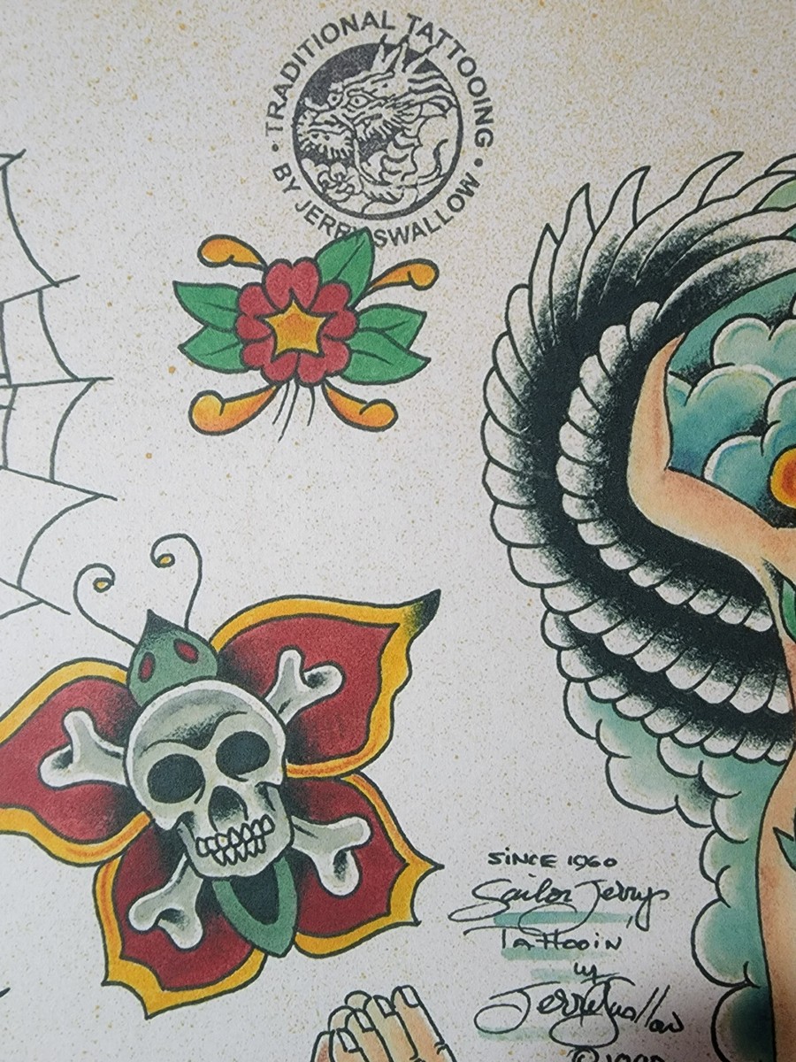 Sailor Jerry Swallow Traditional Vintage Style Tattoo Flash