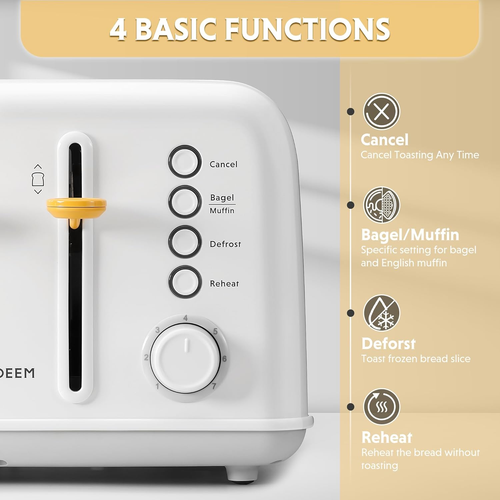 BD DT640 4-Slice Toaster Extra Wide Slots, Stainless Steel High Lift Lever White - Picture 2 of 8