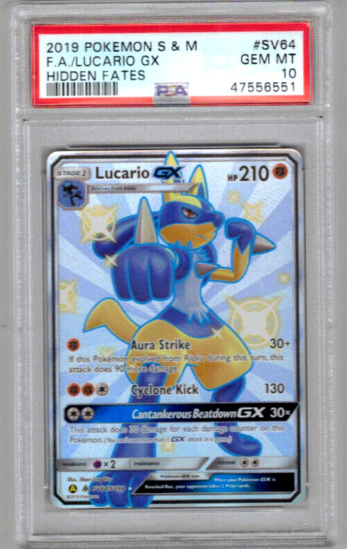 Pokemon Card : PSA 10 Gem Mint Shiny Lucario GX SV64/SV94 Hidden Fates