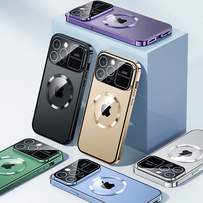 Fr iPhone 14 13 12 Pro Max Magnetic Case with MagSafe Full Camera Lens Protector