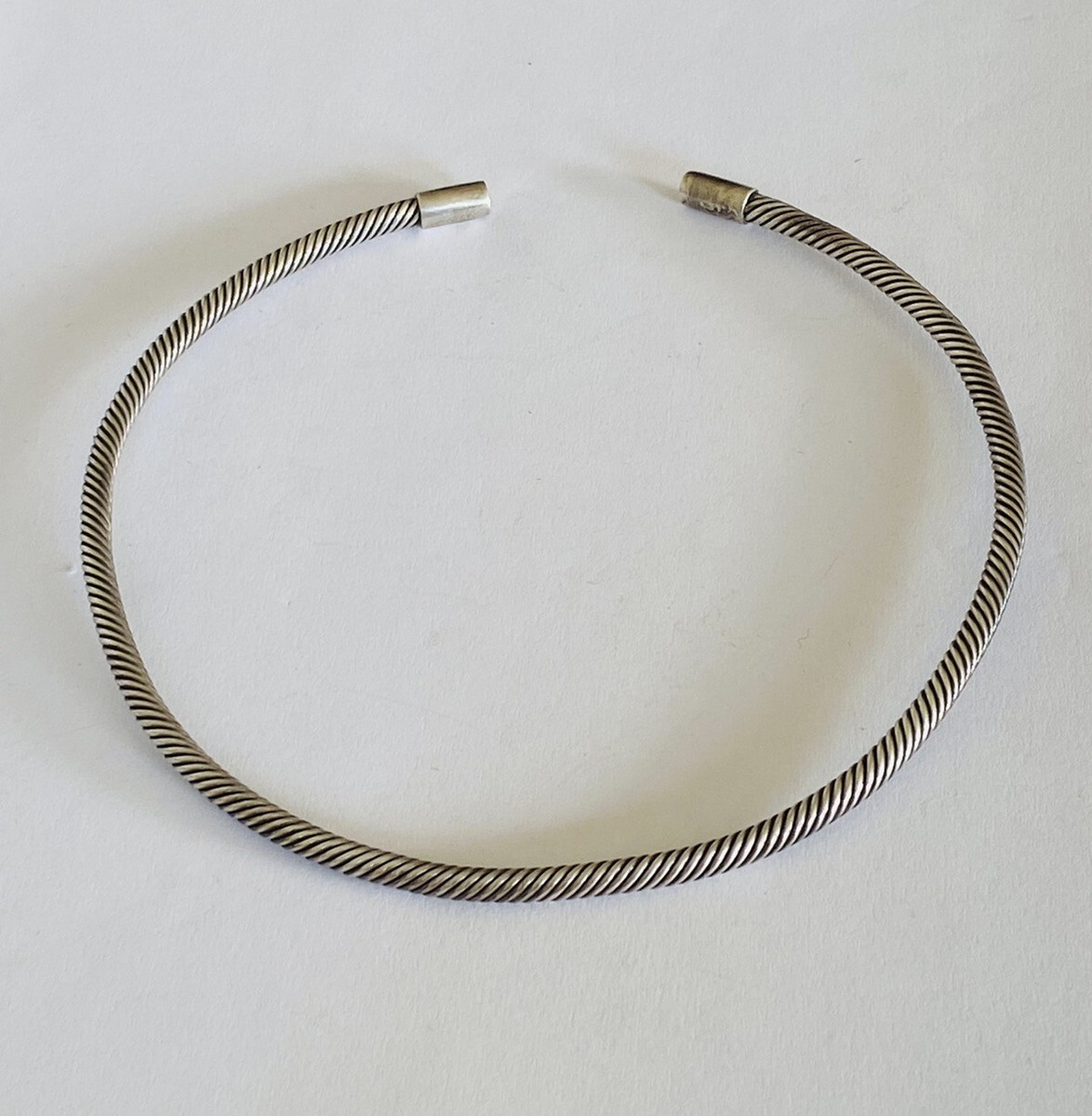 Vintage Sterling Silver Twist Cable Rope Choker Collar Necklace Heavy  43-GRAMS