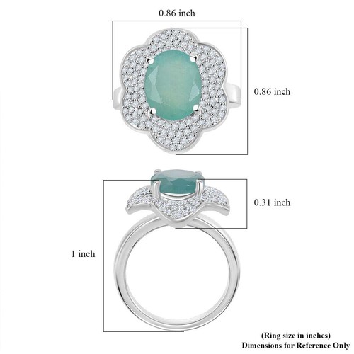 OMG!! 4.90ctw Grandidierite & White Zircon Ring Rhodium Plated Sterling Size 6 - Picture 6 of 6