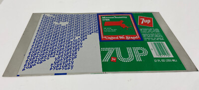 Massachusetts Entrollt Aluminium 7 UP Dose 1959 States United We Stand Grün