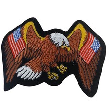 American Bald Eagle Patch With US Flags Embroidered Iron-On/Sew-On 4"X3" D4-20