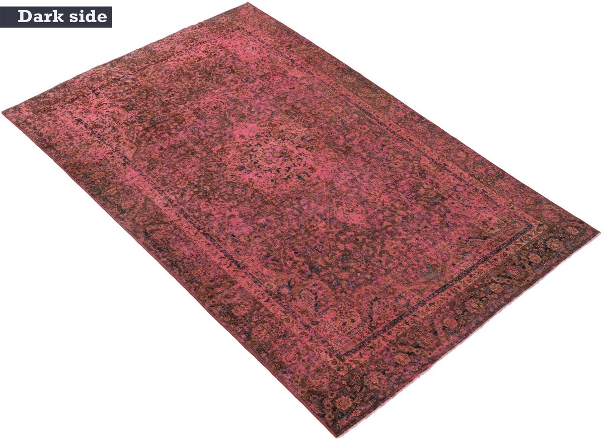 Tapis Persan Vintage Noué Main – 114 X 84 Cm – Rose – Laine Et Coton