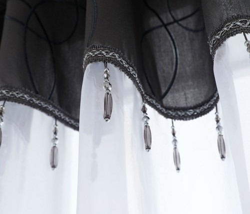1 GIOIELLO Nappa Perline Occhielli Trasparente Voile Tenda Pannello FREE TIEBACK - GRIGIO SCURO - Foto 5 di 11