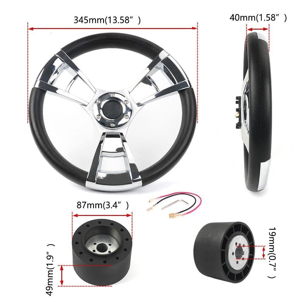 12.5 Inch Marine Wheel 3/4 Adapter Anti-slip 12.5 Inch Marine Steering ...