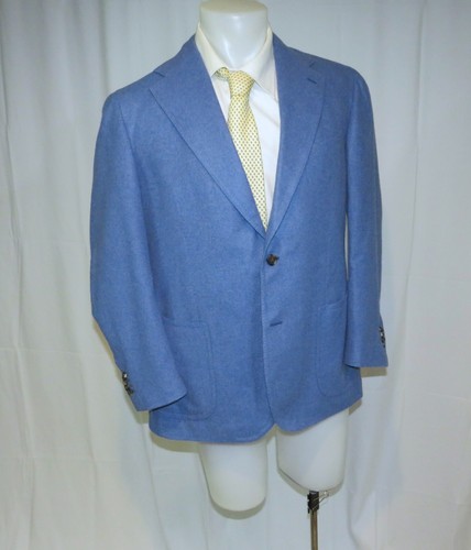 Stile Latino x Attolini Solid Blue 100% Cashmere Two Button Sport Coat 42R - Picture 7 of 14