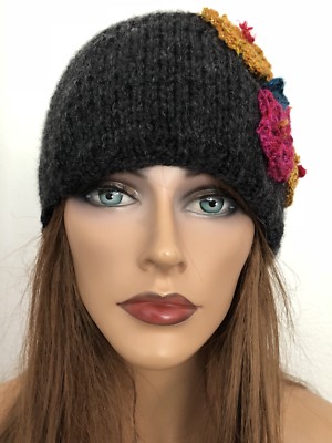 Hand Knits 2 Love Beanie Hat Cap Flowers Designer Fashion  display picture 1